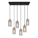 Lustre Fanni 6 lampes en métal noir mat et verre fumé suspendu, idéal pour une cuisine élégante - Dakar, Sénégal.