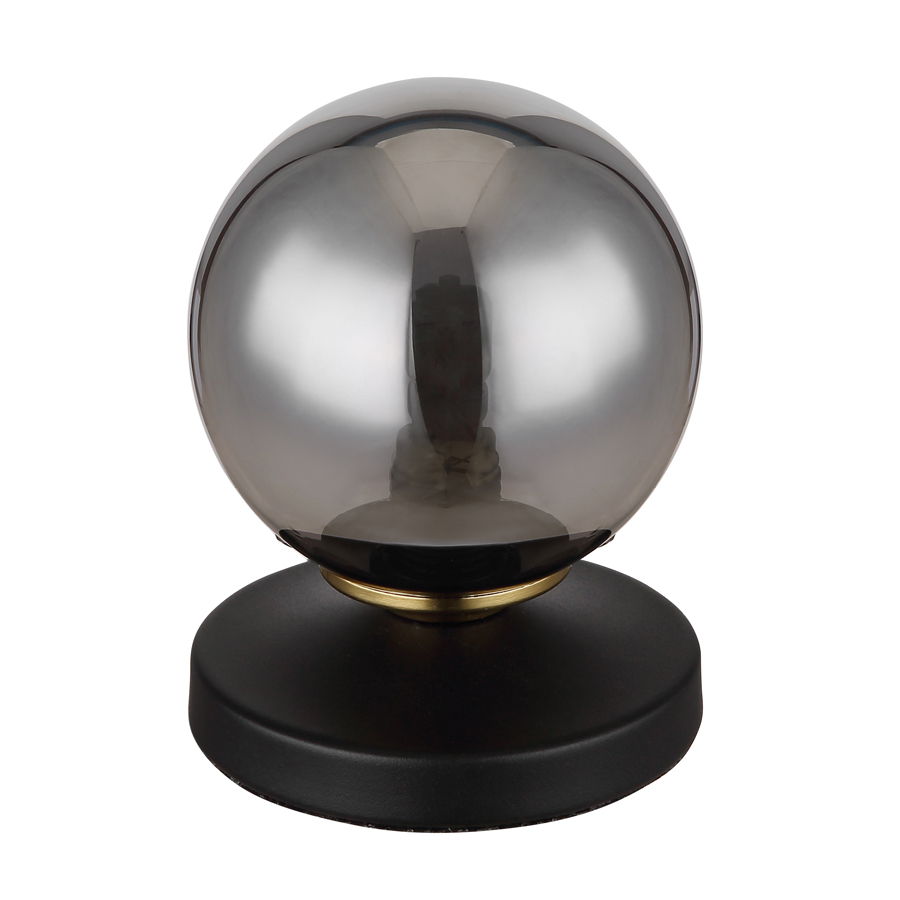 Lampe à poser Jorge en métal noir et verre fumé, Dakar Sénégal