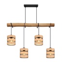 Lustre suspendu Soeni en bois et métal noir, design rustique et moderne combiné. Dakar, Sénégal