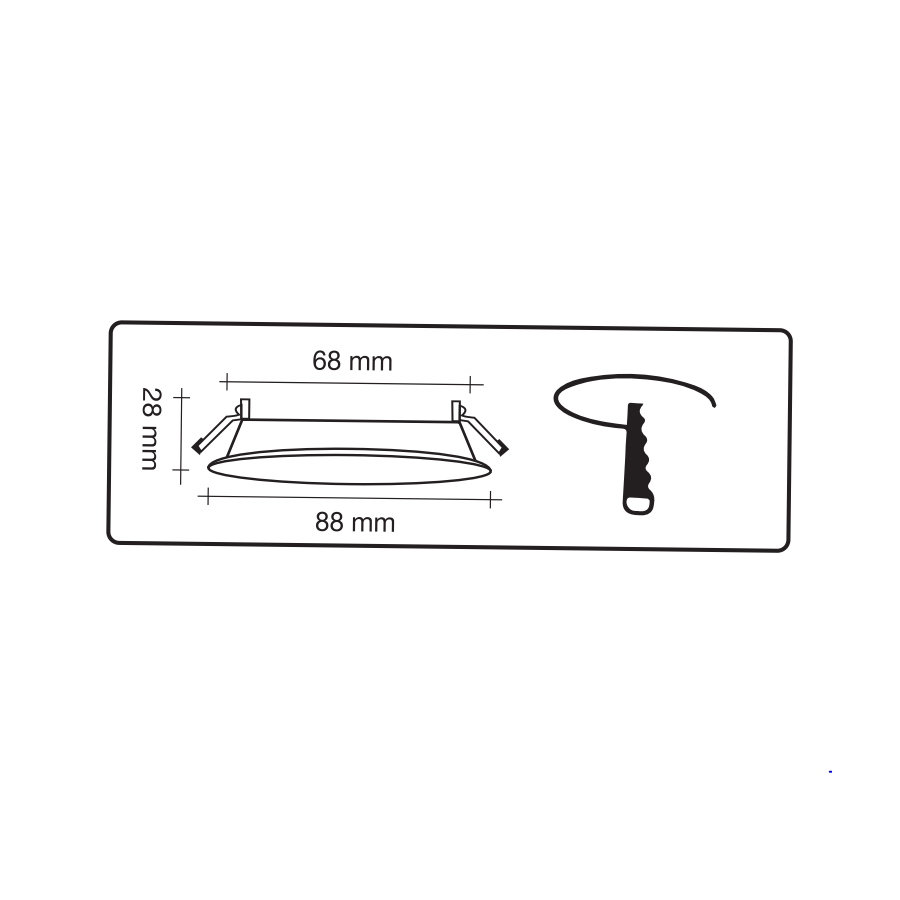 Schèma du spot  encastré GU10 rond noir Ø9cm