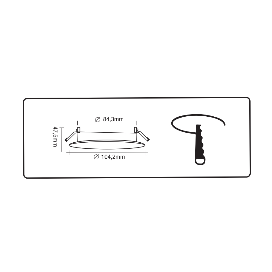 Schéma du spot encastré GU10 orientable rond noir Ø10cm