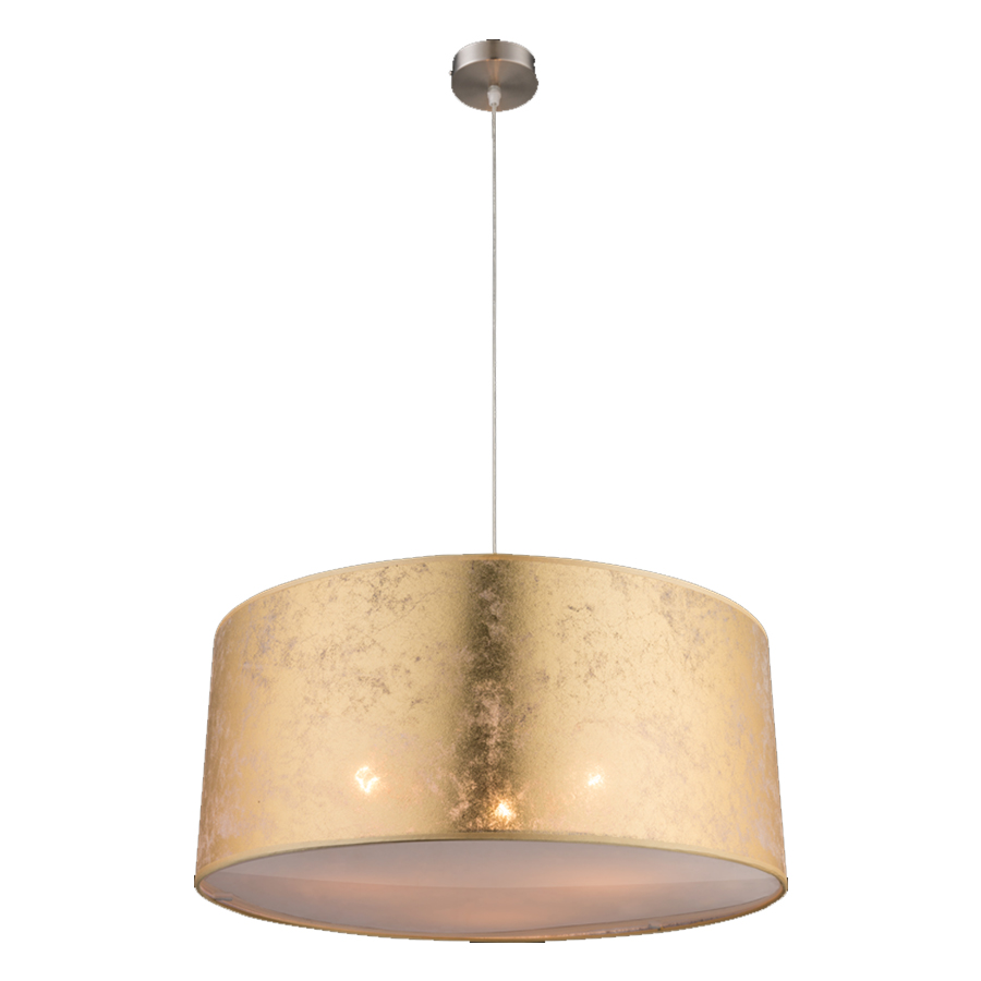 AMY - Suspension en métal nickel mat et textile doré Ø40