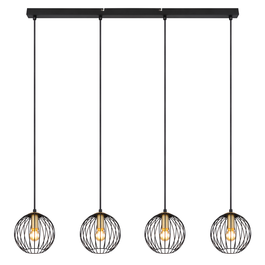 Suspensions design Eusebius à 4, métal noir et verre fumé, ambiance élégante. Dakar, Sénègal
