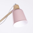 Lampadaire ajustable en métal rose et bois d'hévéa H149
