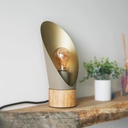 Lampe à poser Vilnius cylindre en coton imprimé visages Dakar, Sénégal