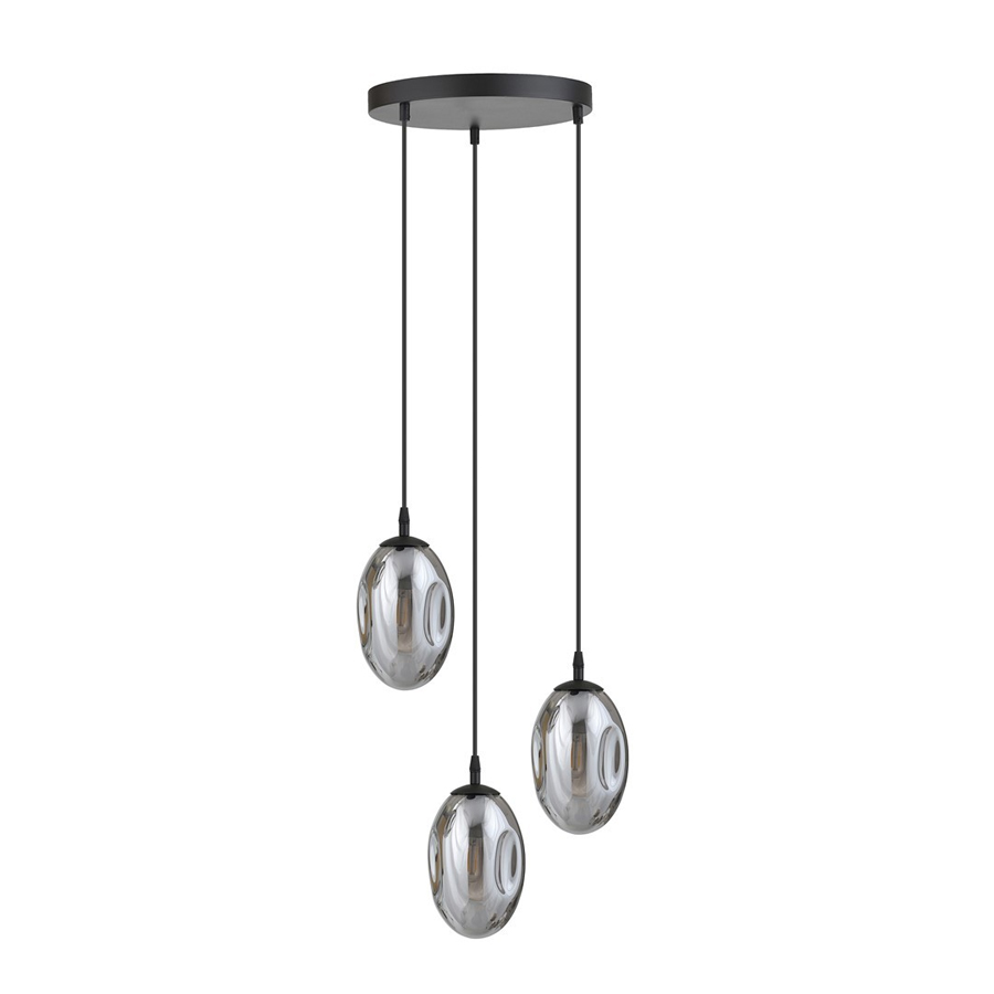 Lustre 3 lampes astral en métal noir et verre graphite Dakar , Sénégal
