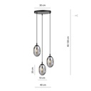 Lustre 3 lampes astral en métal noir et verre graphite Dakar , Sénégal