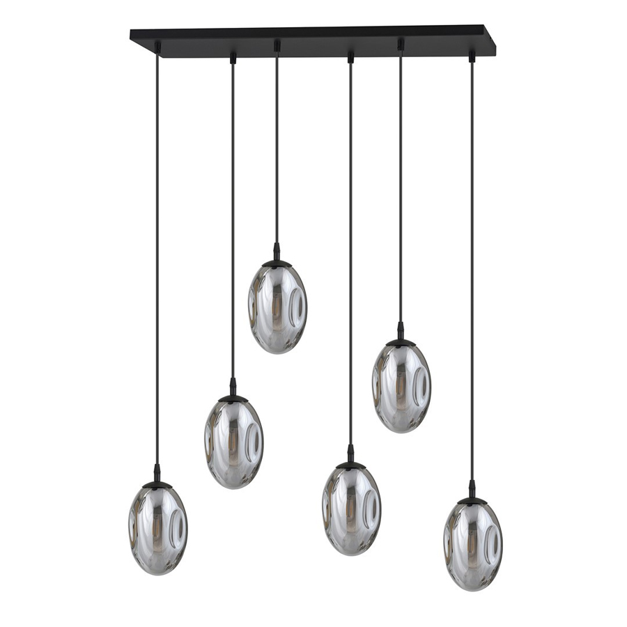 Lustre 6 lampes astral en métal et verre graphite Dakar , Sénégal