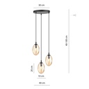 Lustre 3 lampes astral en métal noir et verre ambre Dakar , Sénégal