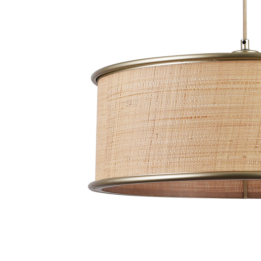 Suspension Bob en métal champagne et fibre naturelle
