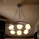 Lustre 6 lampes champagne en noir mat et verre blanc Dakar , Sénégal