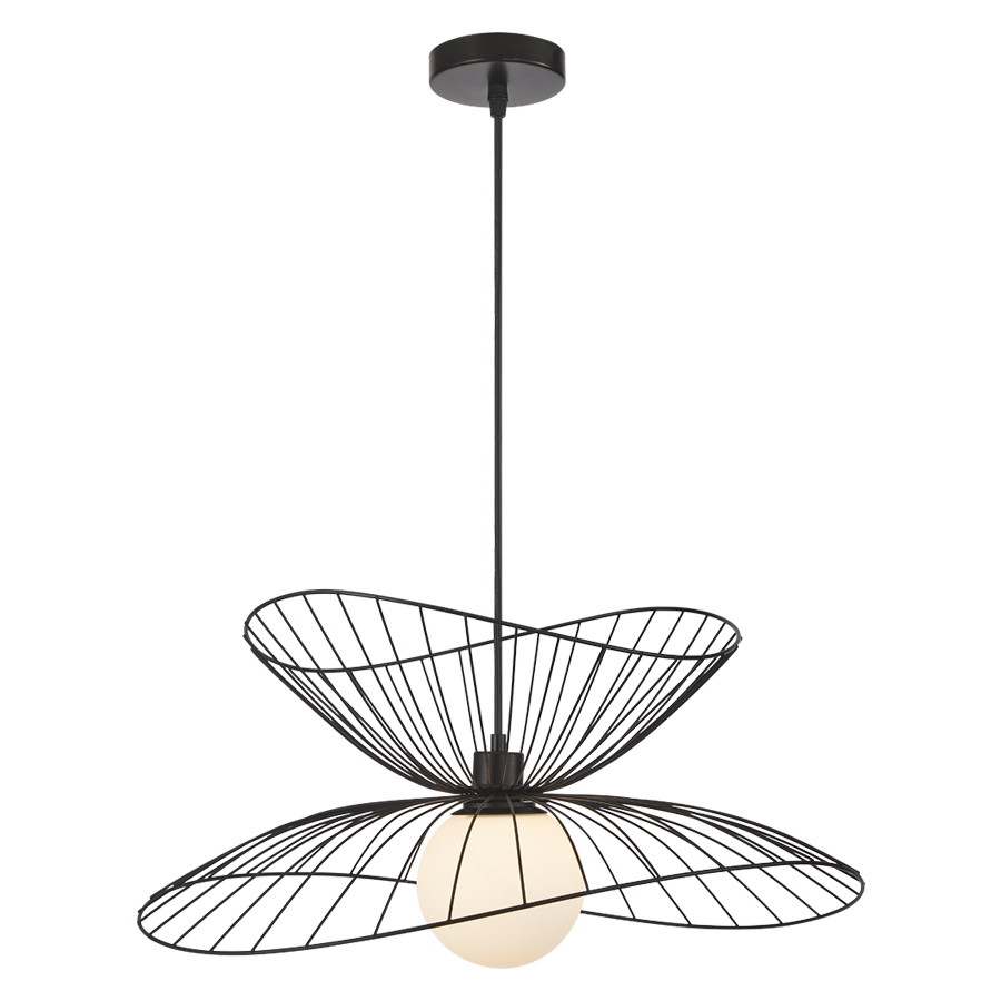 Suspension Sophiste en métal filaire noir et globe en verre blanc, design moderne" - Dakar, Sénégal