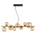 Lustre 9 lampes riha en métal noir, laiton et verre ambre Dakar , Sénégal