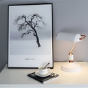 Belle lampe à poser en métal blanc sablé et laiton brossé