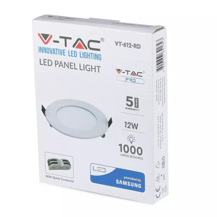 Panneau LED 12W Rond Lumière Blanche Froide