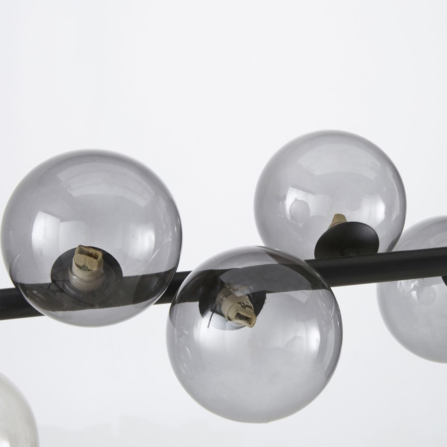 Lustre élégant Thales, verre fumé et métal noir, éclairage G9 - Dakar, Sénégal
