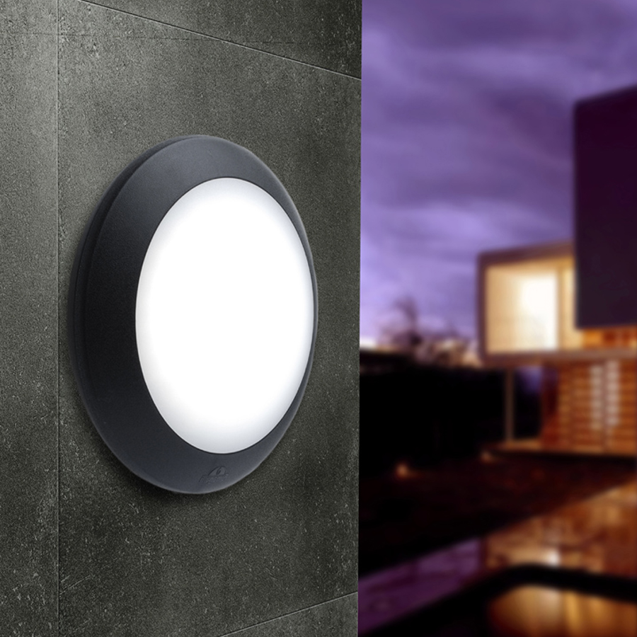 Lampe LED ronde Berta en résine noire GX53 Hublot 1300 lumens IP66 étanche côtière Dakar, Sénégal