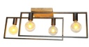Plafonnier 4 lampes Tiles en métal gris, acier et bois naturel pour éclairage intérieur - Dakar, Sénégal