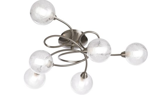 Lustre plafonnier Adoni à 6 lampes en métal laiton et verre transparent – Parfait pour un éclairage élégant et raffiné – Dakar, Sénégal.