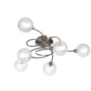 Lustre plafonnier Adoni à 6 lampes en métal nickel et verre satiné – Éclairage chic et doux pour un intérieur élégant – Dakar, Sénégal.