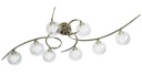 Lustre/plafonnier design à 8 lampes en métal nickel satiné et verre transparent – Éclairage moderne et élégant – Dakar, Sénégal.