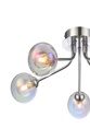 Zoom sur le lustre plafonnier à 5 lampes en métal nickel satiné et verre transparent – Idéal pour une décoration lumineuse élégante – Dakar, Sénégal.