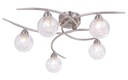 Plafonnier Design à 5 lampes en métal nickel satiné et verre transparent – Parfait pour un éclairage contemporain et raffiné – Dakar, Sénégal.