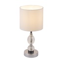 BRONN - Lampe à poser en métal chromé et textile blanc Ø21