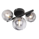 RIHA - Applique / Plafonnier 3 lampes en métal noir et verre fumé