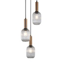Beau lustre holli en métal laiton brossé et verre opale. Dakar, Sénègal
