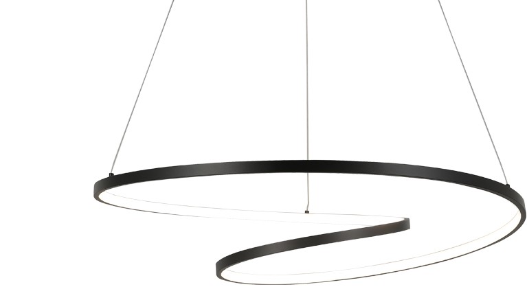 Zoom sur le détail du lustre / Suspension elipse LED 60W noir dimmable avec 3 intensités. Dakar, Sénégal