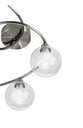 Plafonnier 3 lampes design en métal nickel satiné et verre transparent, vue rapprochée - Dakar, Sénégal