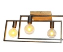Plafonnier 4 Lampes Tiles en métal gris, acier et bois naturel. Disponible sur Dakar, Sénégal