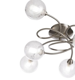 Détails du lustre Adoni 6 lampes en métal et verre disponible sur Dakar Sénégal