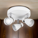 Mise en situation du luminaire en acier et métal blanc.Disponible sur Dakar, Sénégal