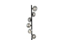 Zoom sur les détails du lampadaire Nassau  6 lampes en métal noir et verre fumé. Disponible sur Dakar, Sénégal