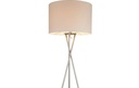 Zoom sur l'abat-jour et le métal du  lampadaire Gustav en métal nickel mat et textile blanc