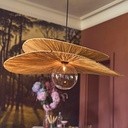 Luminaire Miramare en raphia tressé, feuilles sculptées, style moderne - Dakar, Sénégal