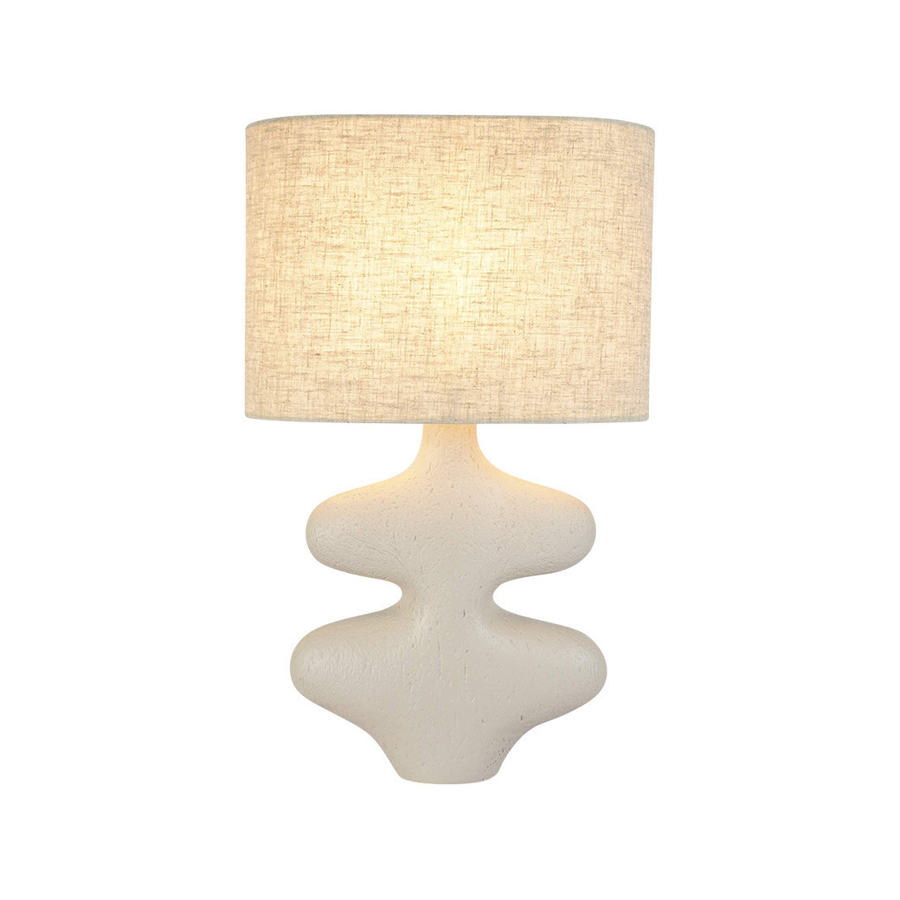 Lampe à poser organique en résine et tissu beige