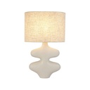 Lampe à poser organique en résine et tissu beige