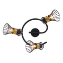 PURRA - Spot / Plafonnier 3 lampes en métal doré et tiges métalliques noirs