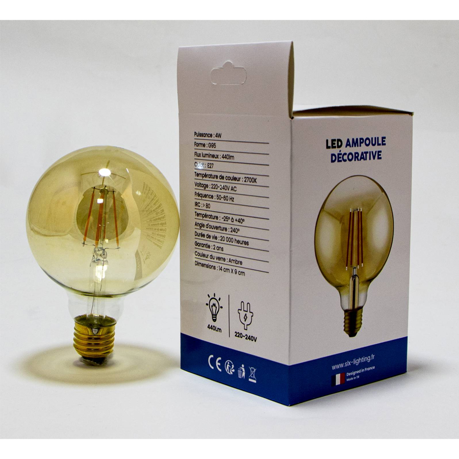 Ampoule Led filament ST64 E27 4W Lumière Jaune