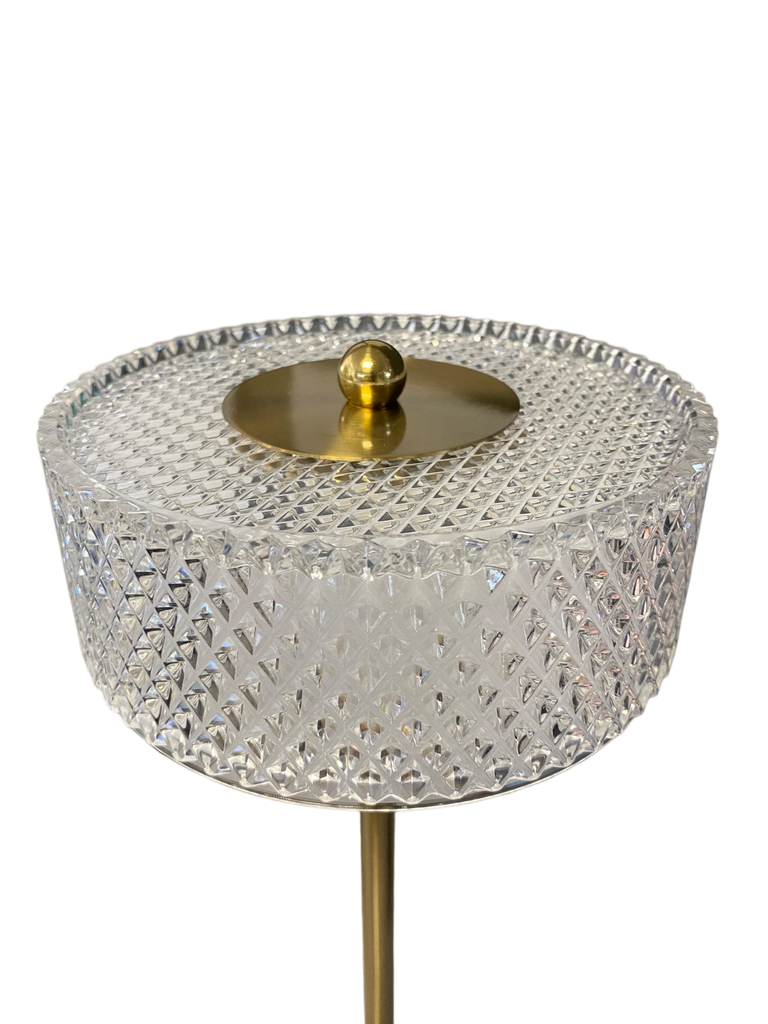 Lampe à poser LED cristal en acrylique et métal bronze