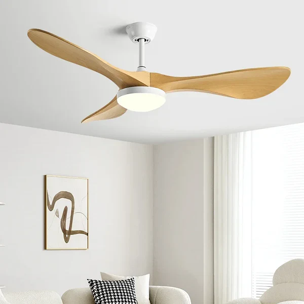 Plafonnier VELORA ventilateur LED 24W en bois grain naturel