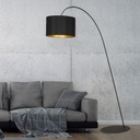 ALICE - Lampadaire en métal noir et tissu noir, doré H205