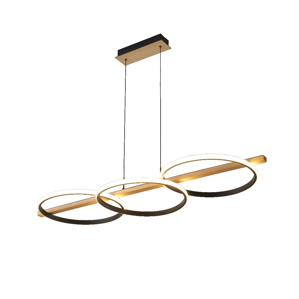 Suspension Brooke LED 40W noir mat avec finition bois