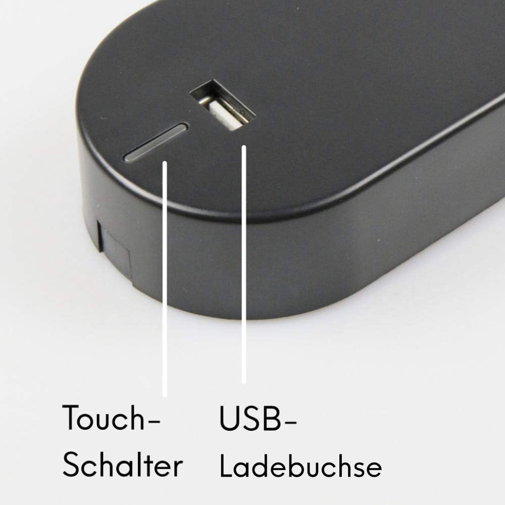 Lampe de bureau LED Pixia en métal silicone noir avec port USB