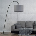 ALICE - Lampadaire en métal noir et tissu gris H205