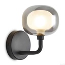 Applique Zora en métal noir mat avec verre fumé opale