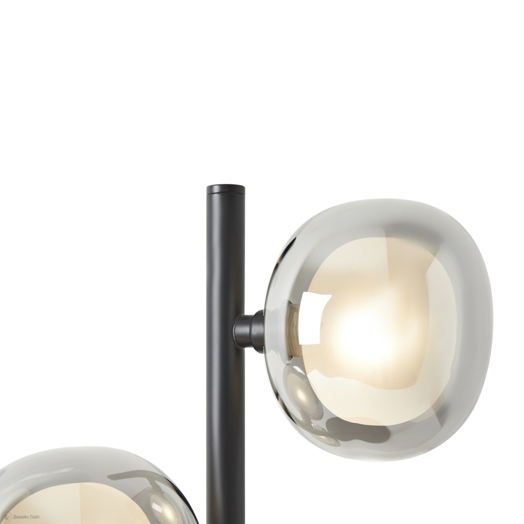 Lampe à poser Zora en métal noir mat avec verre fumé opale